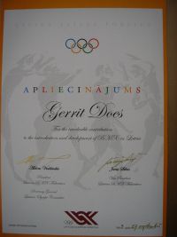 15 Appreciation Award by the Latvian Olympic Committee September 2003