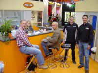 06 Twin Air both at the 2008 Cologne Motorcycle show left Gerrit Does Toon Karsmakers both sitting Pieter on far right