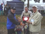Esselbach, Janis Silins (r) presents Gerrit Does (l) a plaque from the Latvian BMX Federation for his help and support getting BMX organized in Latvia