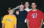 Lance Armstrong posing with some BMX riders who were staying in the same hotel after the BMX Worlds 2004