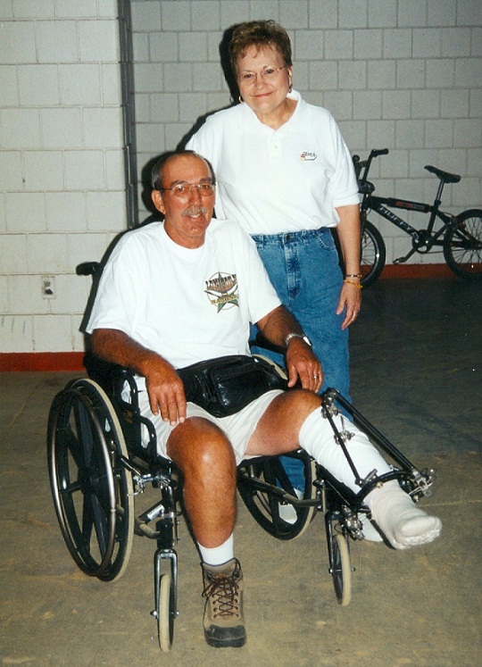 Picture taken during the 2001 Worlds, Erma Miller and her husband (NBL officials).