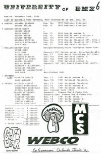 Members of the 2nd University of BMX Training Camp 1991